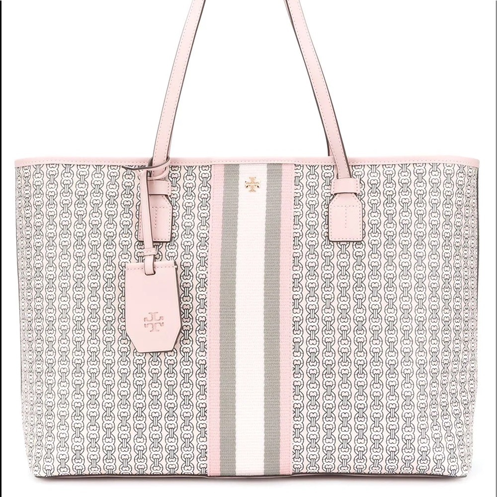 Tory Burch Gemini Link Canvas Small Top-zip tote bag in coastal pink